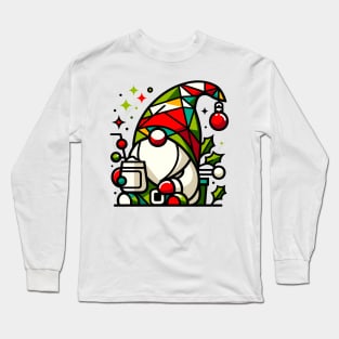 Festive Gnome Enjoying Eggnog Long Sleeve T-Shirt